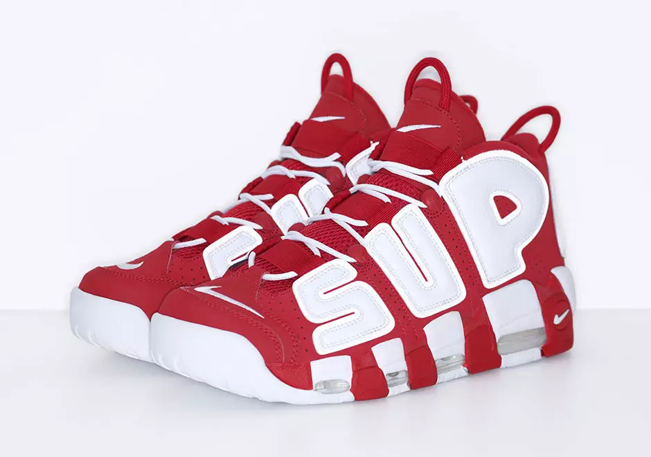 Supreme Nike Air More Uptempo 레드 화이트 출시일