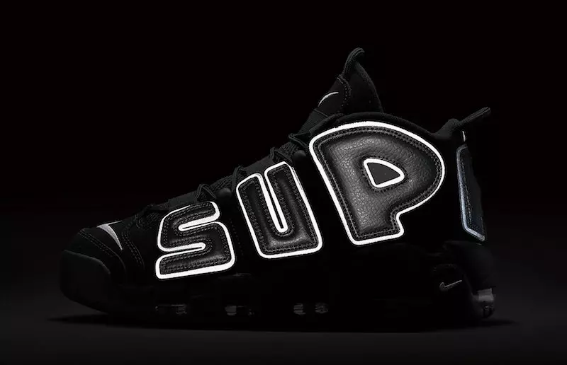 Siyah Supreme Nike Air Daha Fazla Uptempo Yenileme