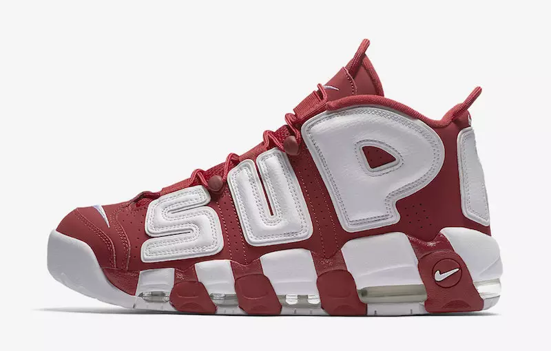 အနီရောင် အဖြူရောင် Supreme Nike Air သည် နောက်ထပ် Uptempo ပြန်လည်ရောင်းချသည်။