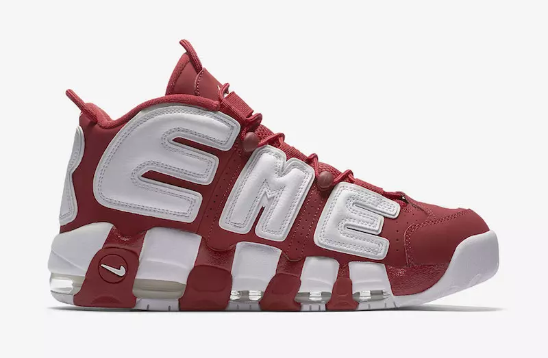 အနီရောင် အဖြူရောင် Supreme Nike Air သည် နောက်ထပ် Uptempo ပြန်လည်ရောင်းချသည်။