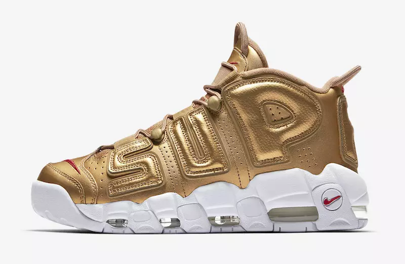 Guld Supreme Nike Air More Uptempo Restock