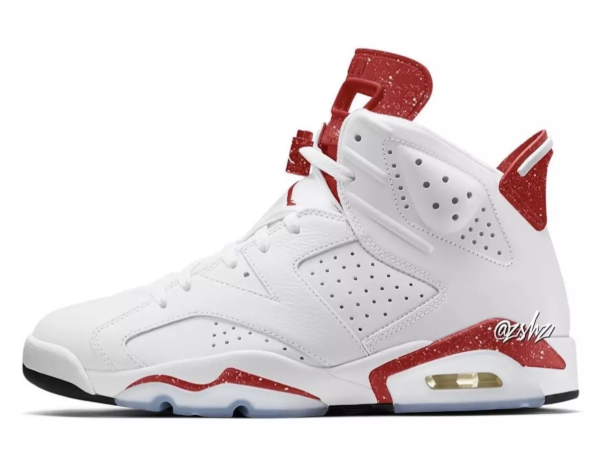 Air Jordan 6 Red Oreo White University წითელი შავი გამოშვების თარიღის იმიტირებული