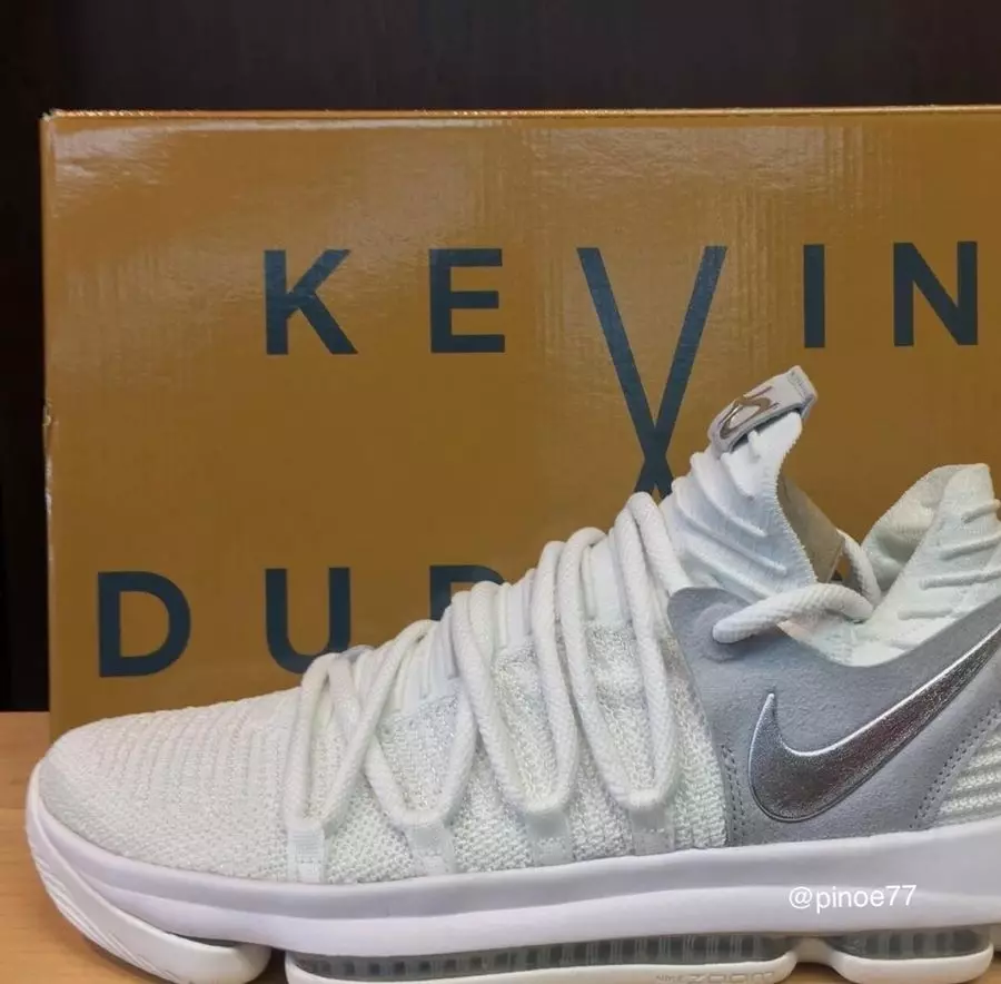 Nike KD 10 Ақ металл күміс таза платина 304772-100