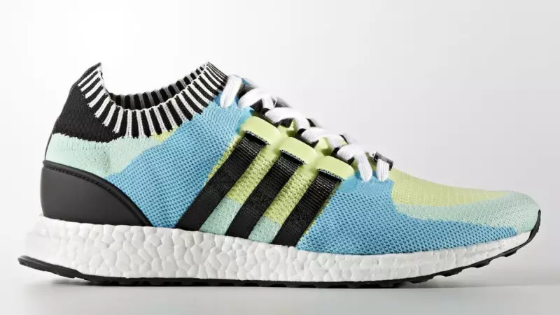 adidas EQT atbalsts Ultra Boost Primeknit daļēji saldēts dzeltens kodols, melns, saldēts zaļš BB1244 sānos