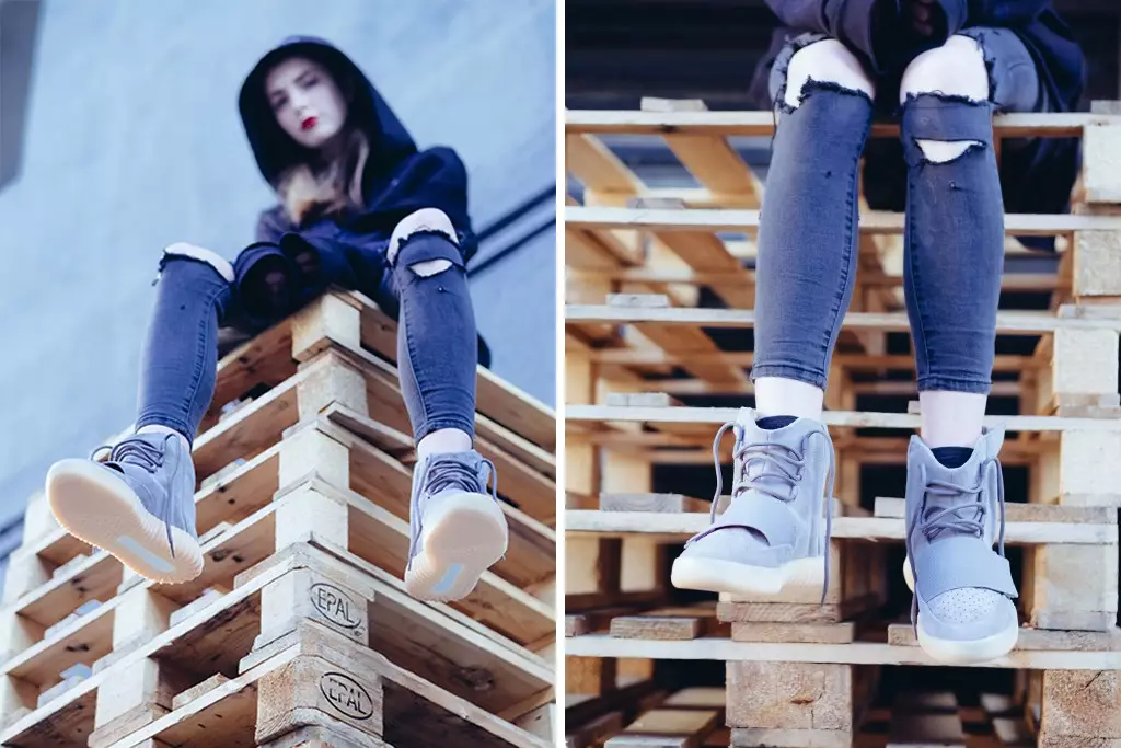 Ашық сұр adidas Yeezy 750 Boost On-Feet