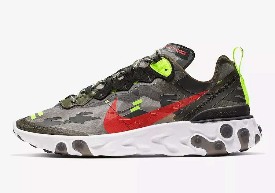 Nike React Element 87 Medium Olive Volt Crimson CJ4988-200 Chiqarilgan Sana