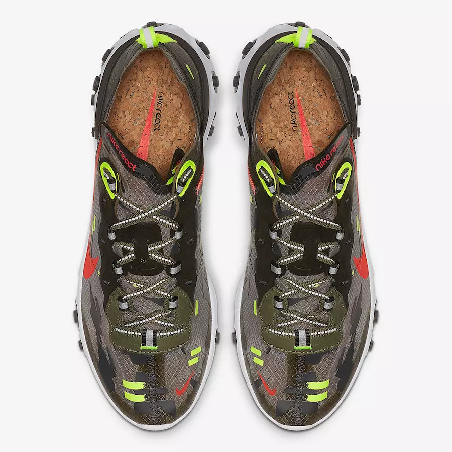 Nike React Element 87 Meán Olive Volt Crimson CJ4988-200 Dáta Eisiúna