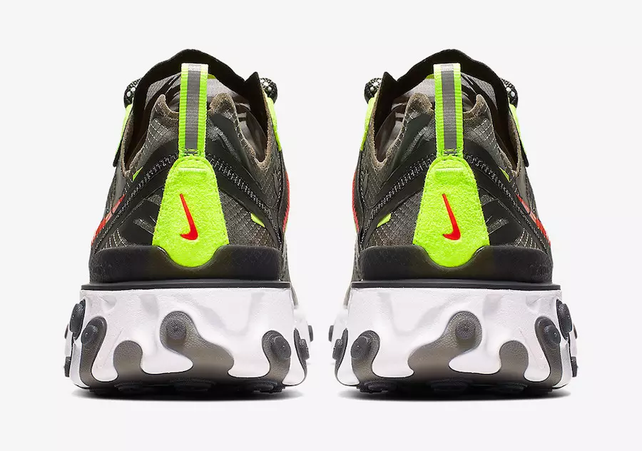 Nike React Element 87 Meán Olive Volt Crimson CJ4988-200 Dáta Eisiúna