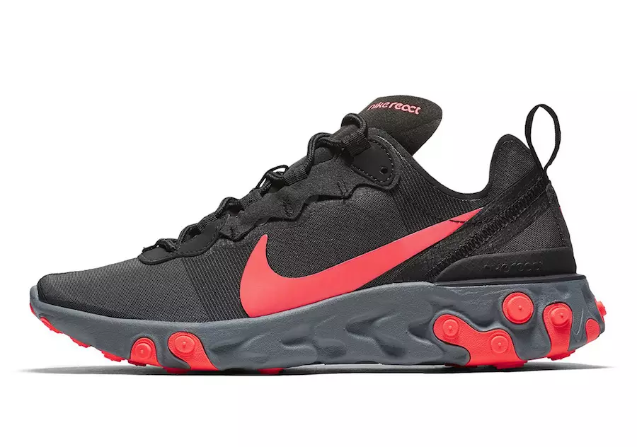 Nike React Element 55 Black Cool Grey Dark Grey Solar Red