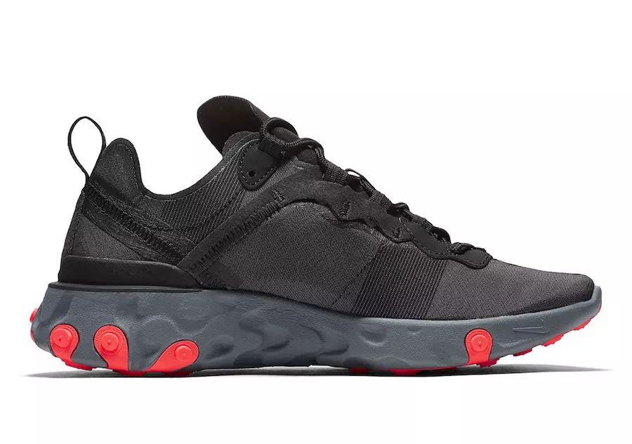 Nike React Element 55 Hitam Cool Grey Dark Grey Solar Red