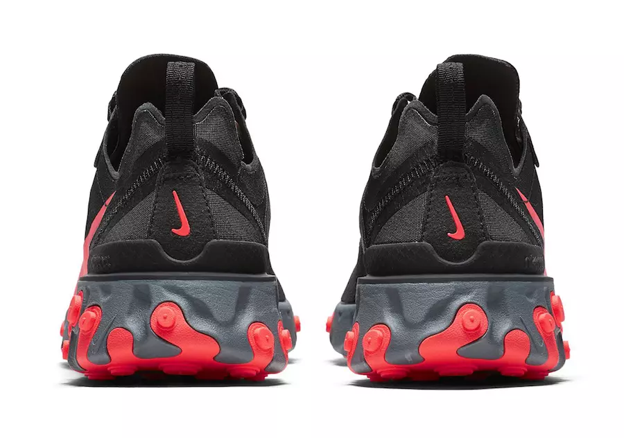 Nike React Element 55 Preto Cinza Frio Cinza Escuro Vermelho Solar