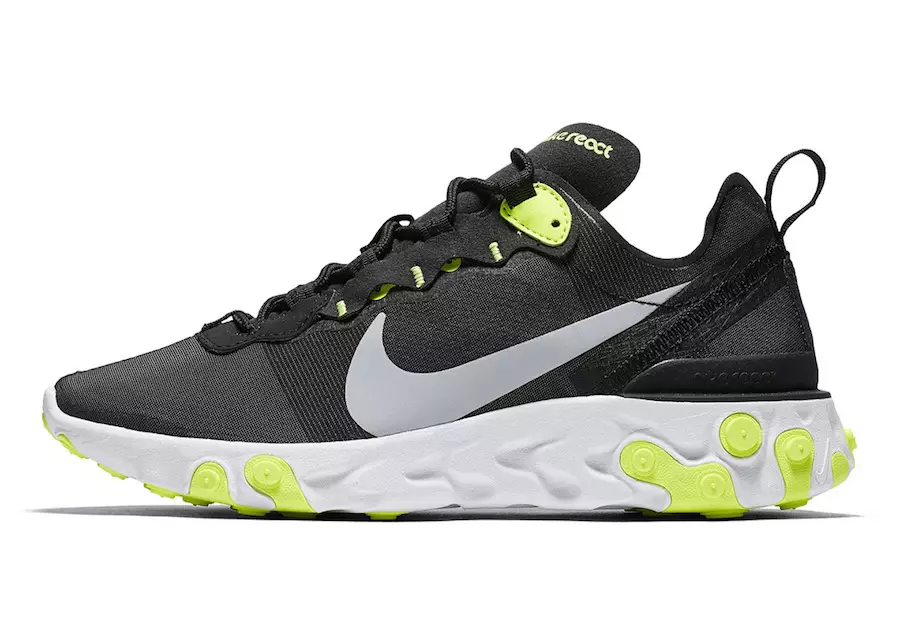 Nike React Element 55 Preto Volt Cinza