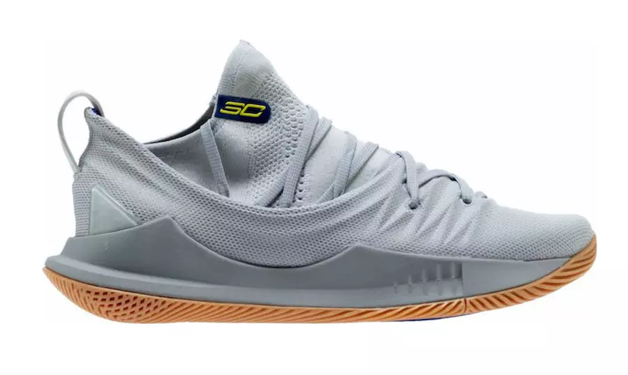 Under Armor Curry 5 Inayoachiliwa kwa Kijivu Na Mishipa ya Fizi