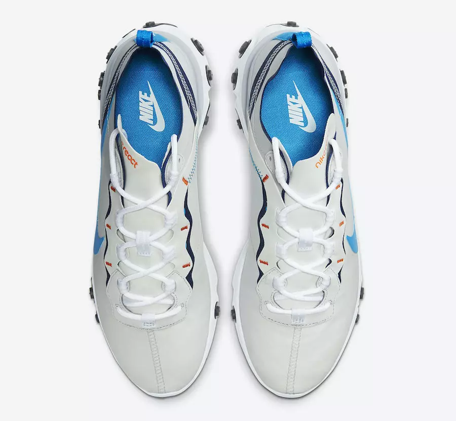 Nike React Element 55 platus pilkas skaidrus mėlynas CZ3595-041 išleidimo data