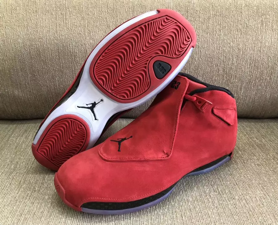 Air Jordan 18 Toro Raging Bull қызыл күдері AA2494-601 табаны