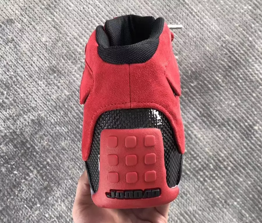 Air Jordan 18 Toro Raging Bull Rojas Gamuza AA2494-601 Tacón trasero