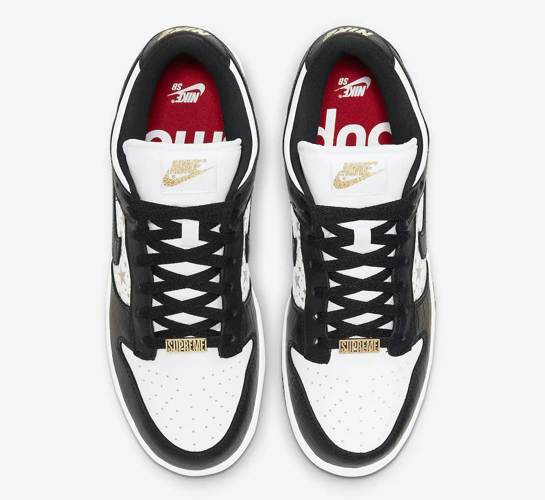 Supreme Nike SB Dunk Low შავი თეთრი DH3228-102 გამოშვების თარიღი ფასი