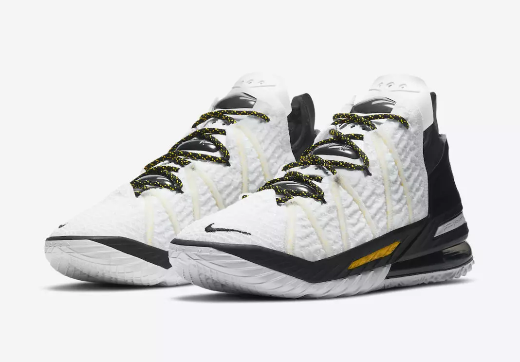 Nike LeBron 18 Home White Amarillo Black CQ9283-100 Санаи барориши