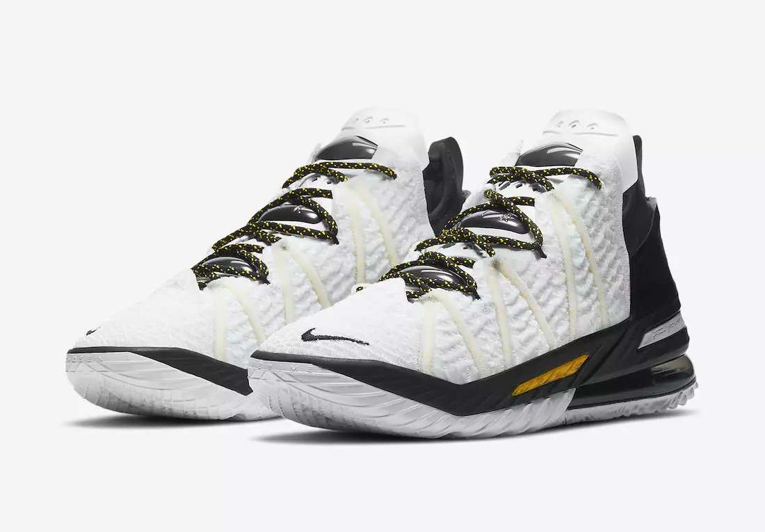 Nike LeBron 18 Home White Amarillo Black CQ9283-100 تاريخ الإصدار