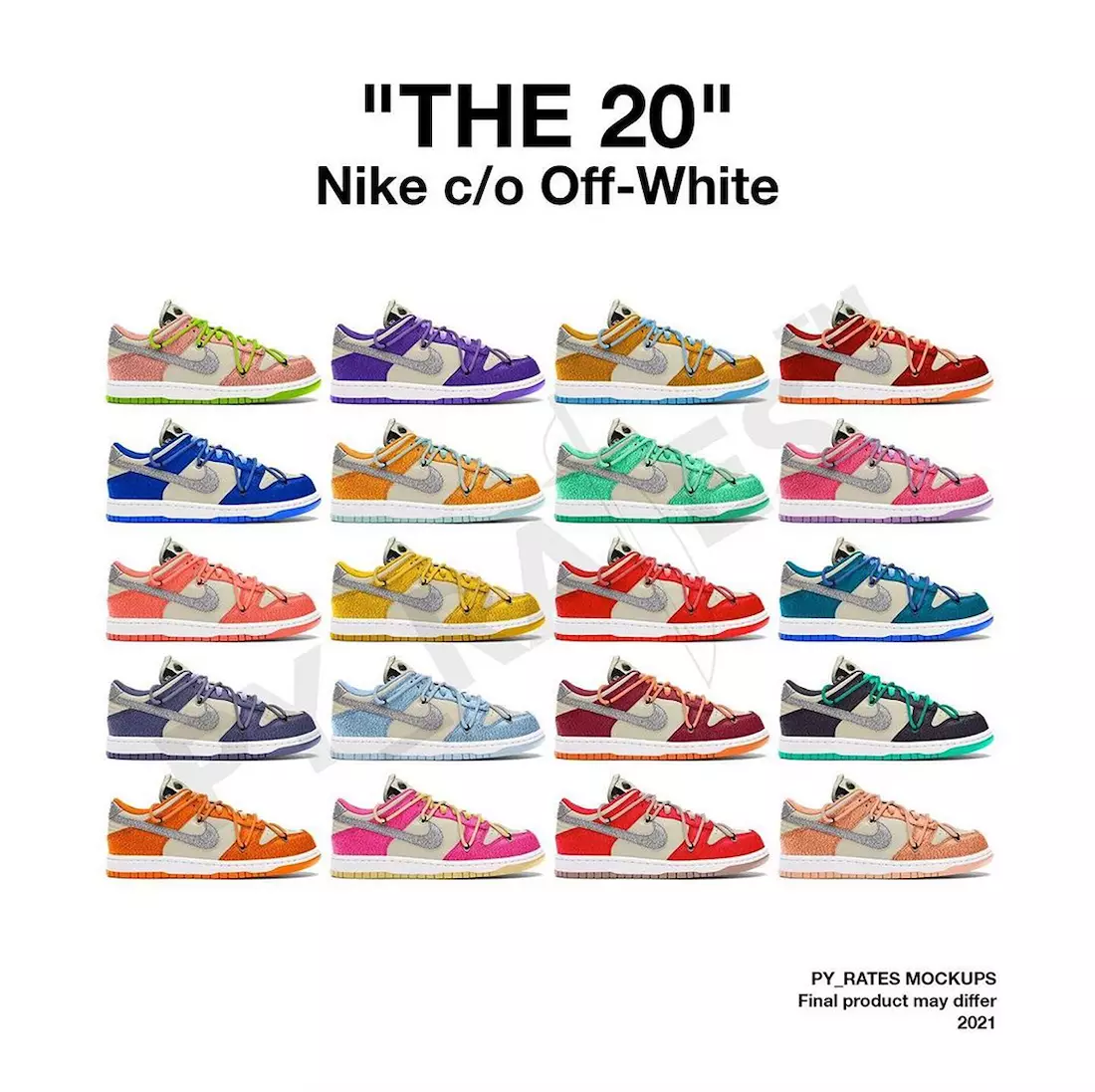 Coleção Off-White Nike Dunk Low The 20 Data de lançamento