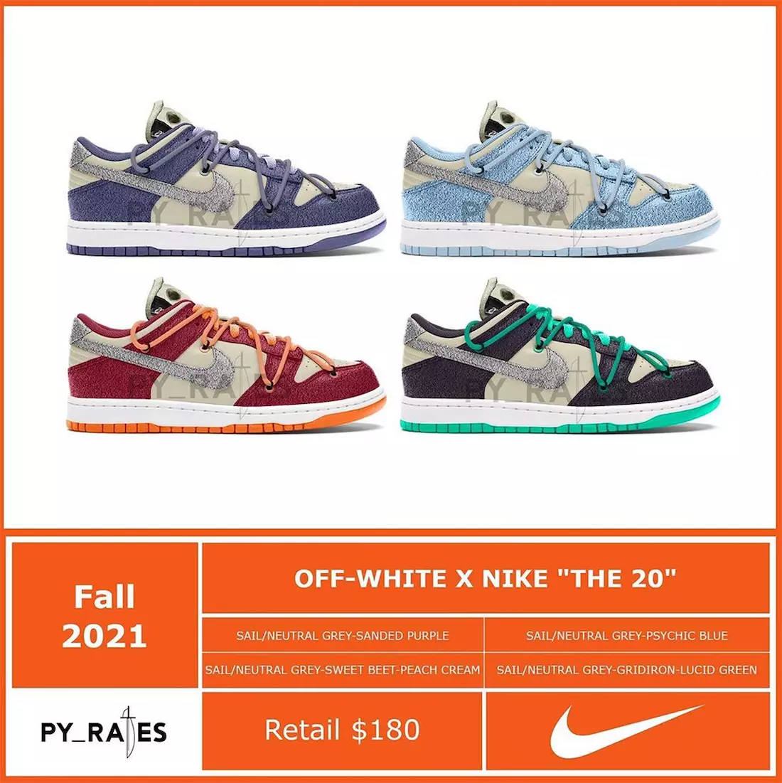 Off-White Nike Dunk Low The 20 Collection תאריך שחרור