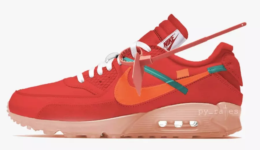 אוף-ווייט Nike Air Max 90 University Red Team Orange Hyper Jade Bright Mango