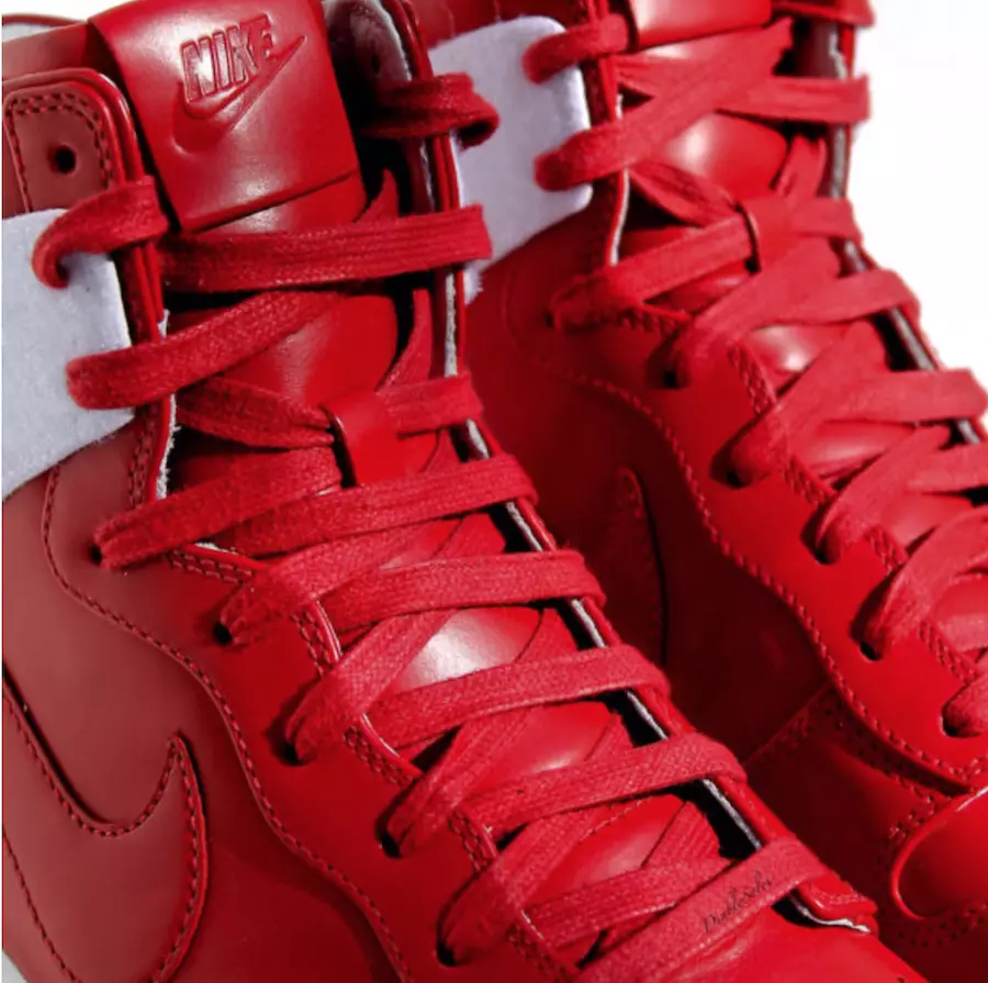 Aukščiausia Nike Dunk High Red Leather Balta vilna