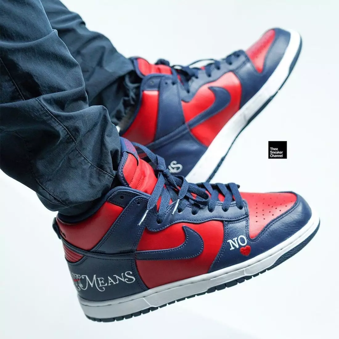 Supreme Nike SB Dunk High By Any Means Rojo Armada On-Feet