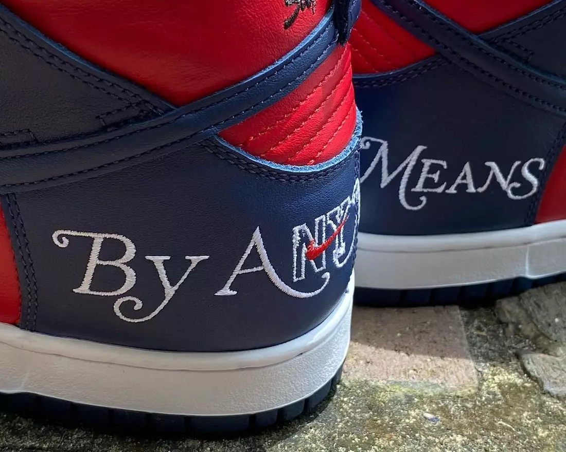 Supreme Nike SB Dunk High By any Means Navy Red Data e publikimit