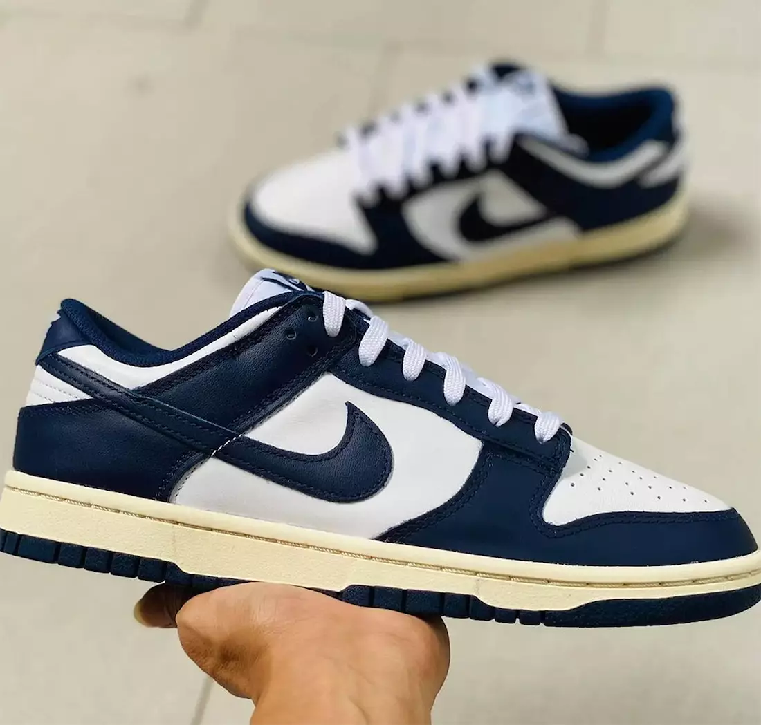 Nike Dunk Low Navy White Yellowed Pettijiet Isfar Data Rilaxx