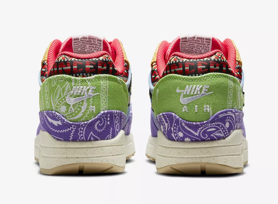 Konzepter Nike Air Max 1 Wäit eraus Paisley DN1803-500 Release Datum