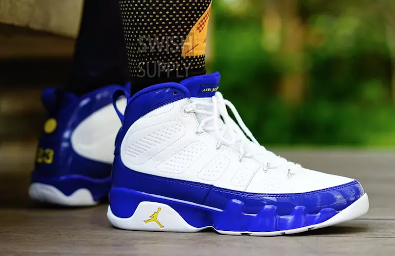 Air Jordan 9 Kobe Bryant Lakers på fötter