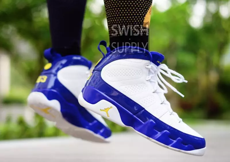 Air Jordan 9 Kobe Bryant Lakers aan de voeten