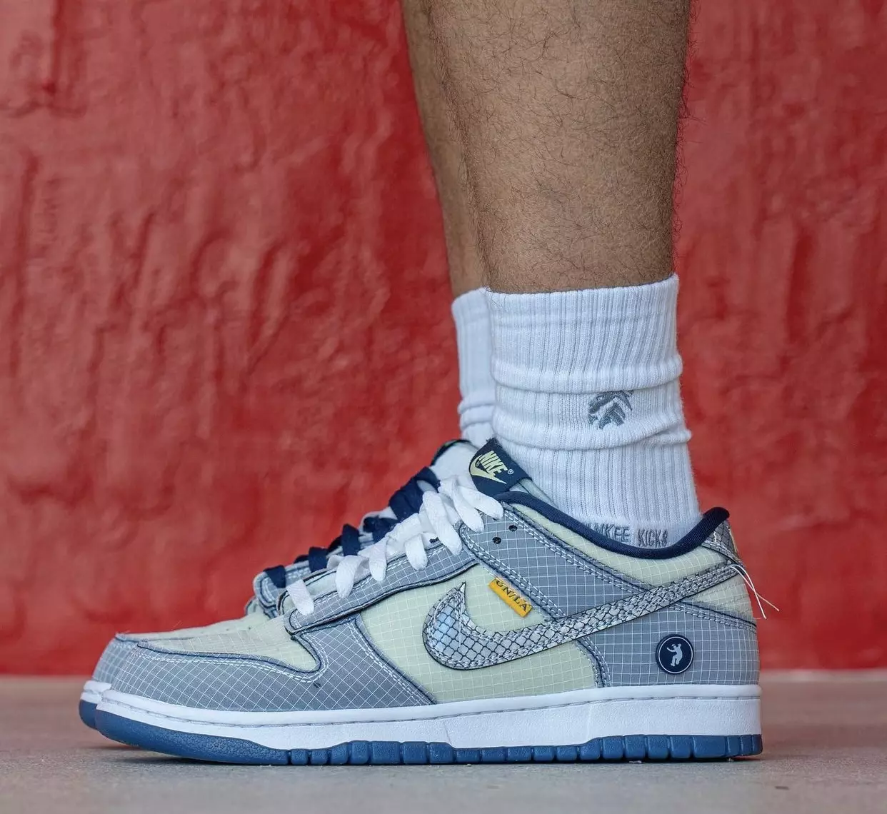 Union Nike Dunk Low Midnight Navy Marine Minuit DJ9649-401 გამოშვების თარიღი On-Feet