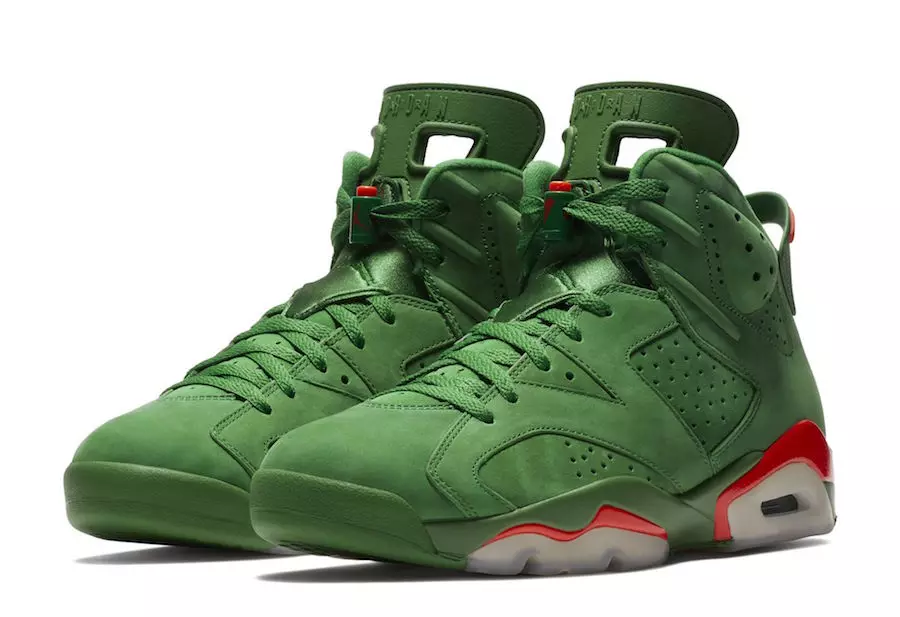 „Gatorade Air Jordan 6 Green Suede“ oficiali išvaizda