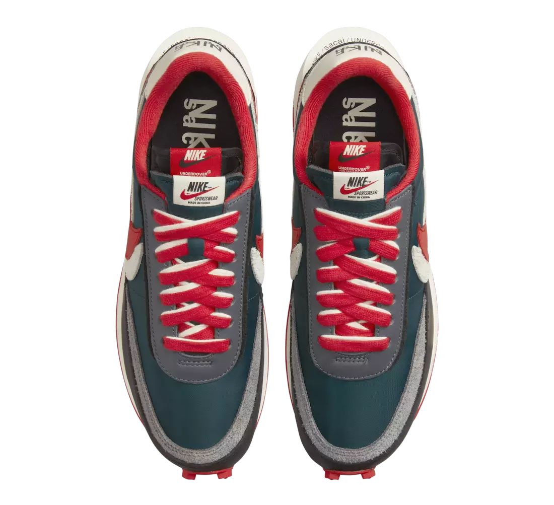 Undercover Sacai Nike LDWaffle Midnight Spruce University Red DJ4877-300 Чыгуу датасы