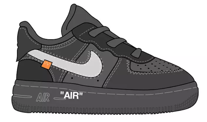 Råhvid Nike Air Force 1 lav sort børnestørrelse