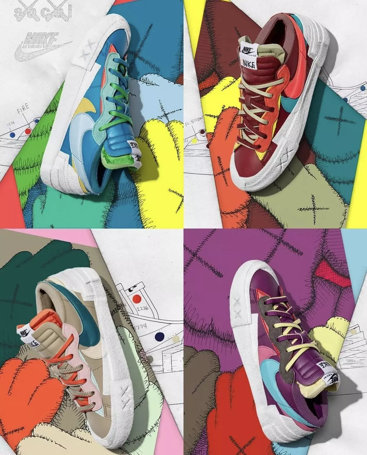 Kaws Sacai Nike Blazer санаи барориши паст