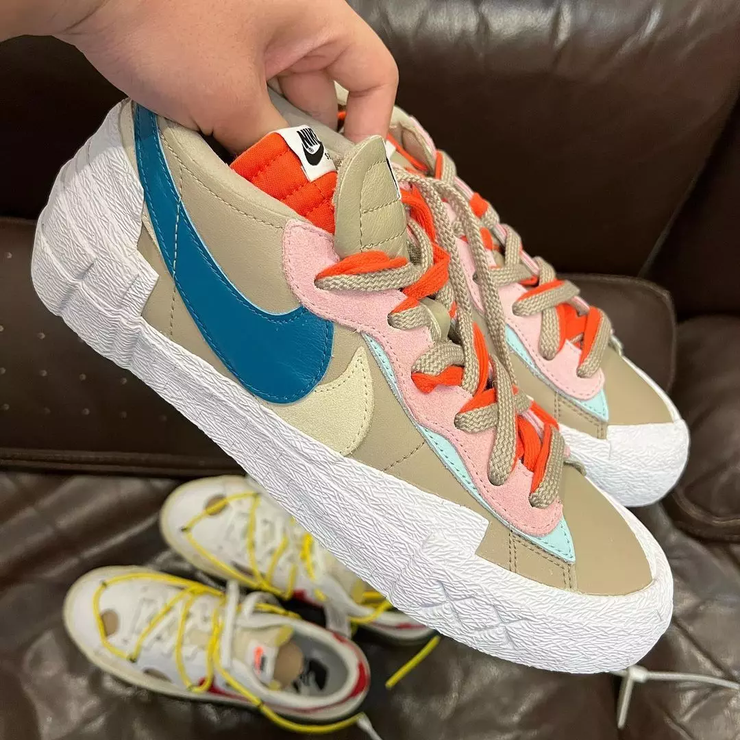 Kaws Sacai Nike Blazer Dáta Eisiúna Íseal Khaki