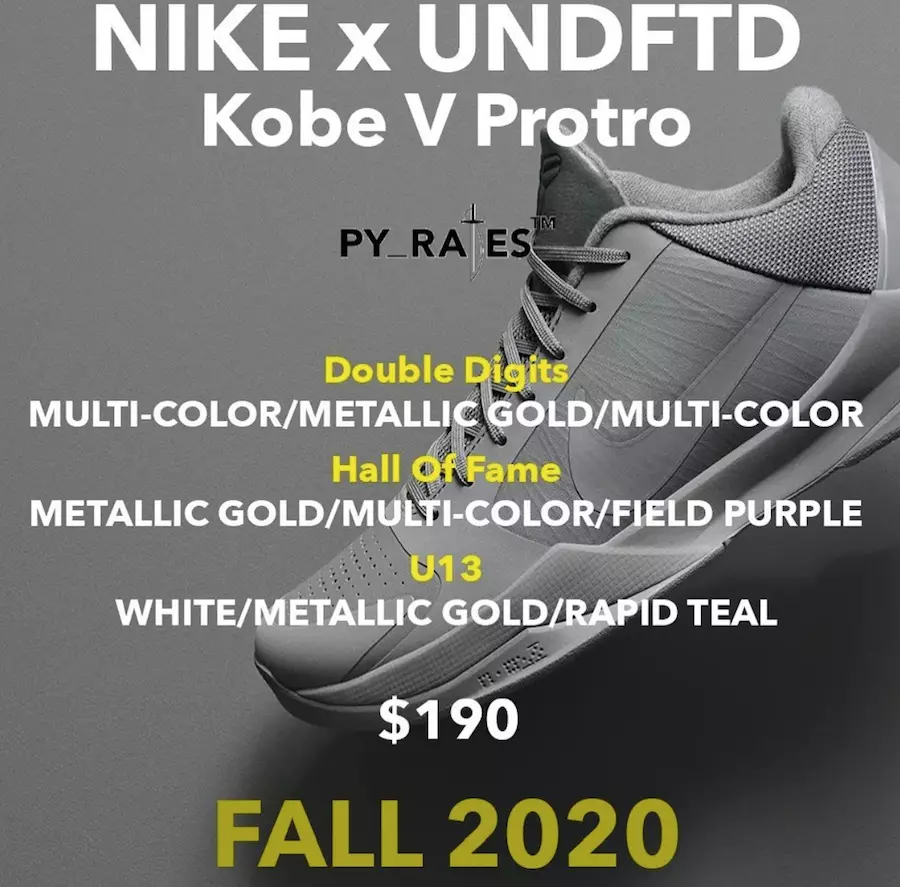 Անպարտելի x Nike Kobe 5 Protro-ի թողարկման ամսաթիվ