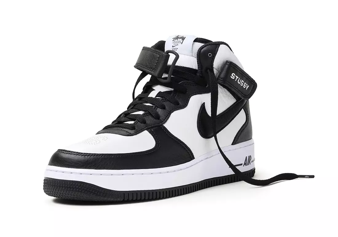 Stussy Nike Air Force 1 Средно црно бело Датум на објавување