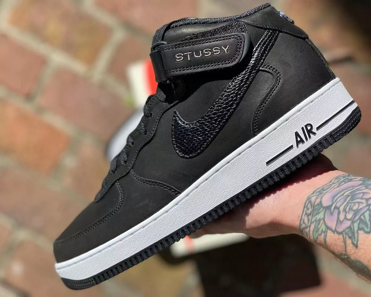 Stussy Nike Air Force 1 Mid Black White DJ7840-001 ဖြန့်ချိသည့်ရက်စွဲ