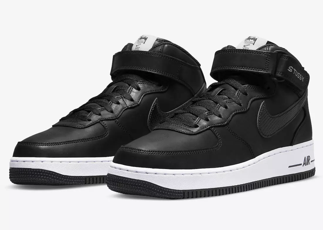 Stussy Nike Air Force 1 Mëtt Black DJ7840-001 Release Datum