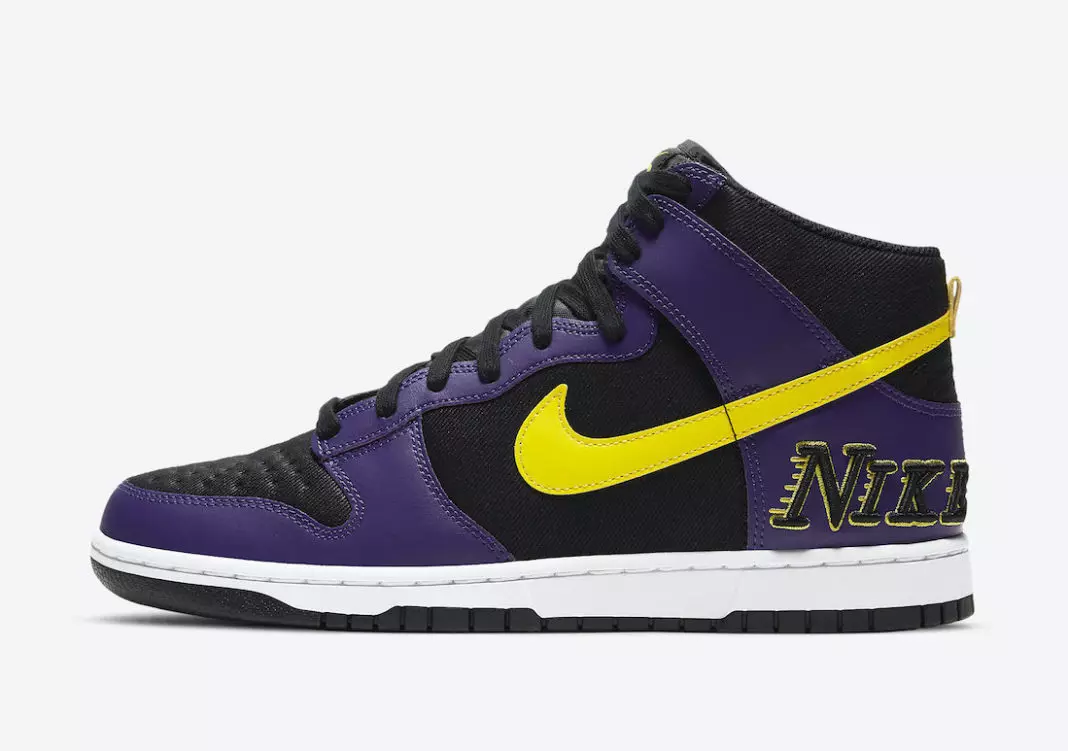 تاریخ انتشار Nike Dunk High EMB Lakers DH0642-001