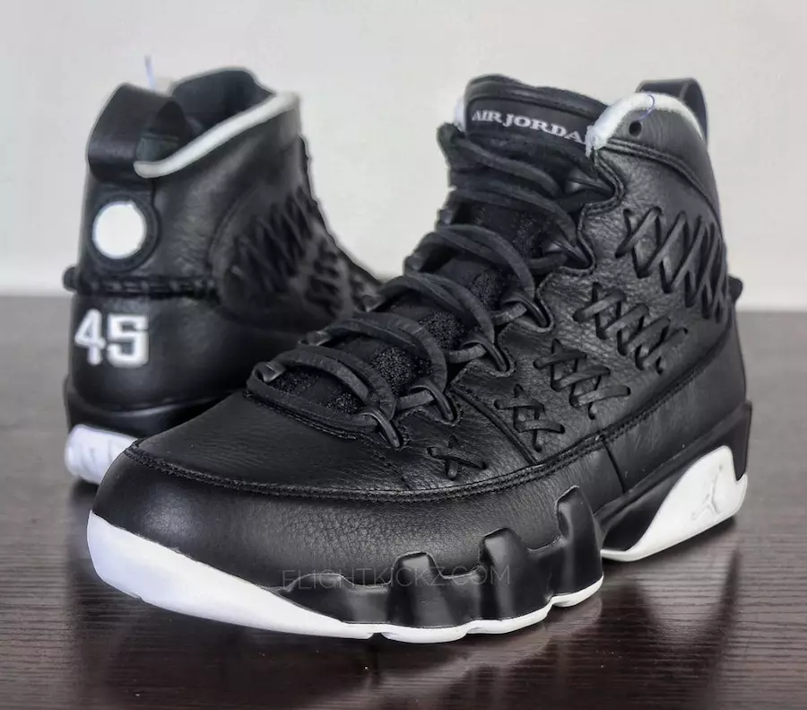 Бейсбольныя пальчаткі Air Jordan 9 чорныя на абцасах 45