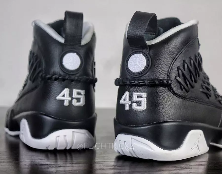 Бейсбольныя пальчаткі Air Jordan 9 чорныя на абцасах 45