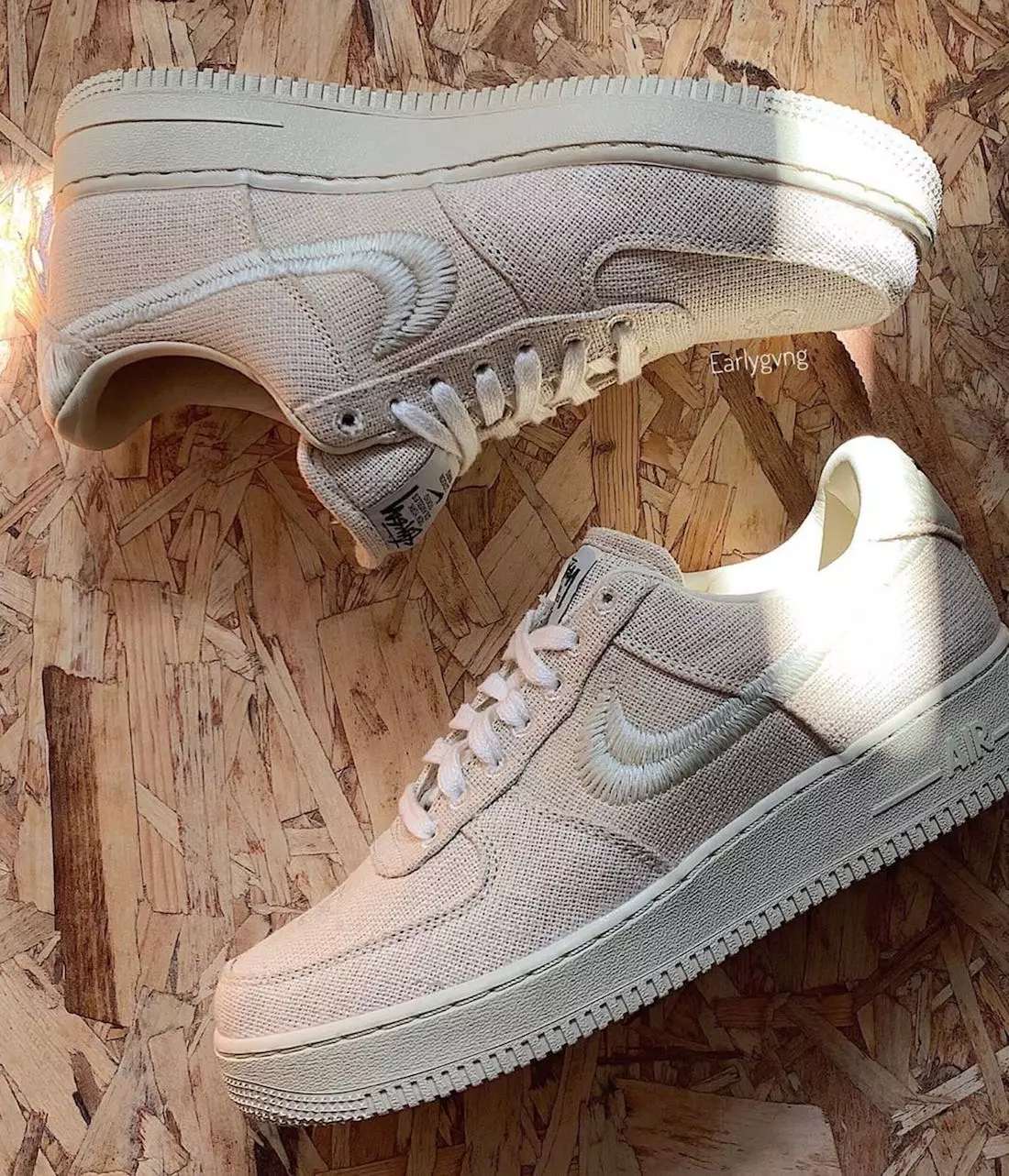 Stussy Nike Air Force 1 Data e lëshimit me gurë të ulët fosile Shikimi i parë