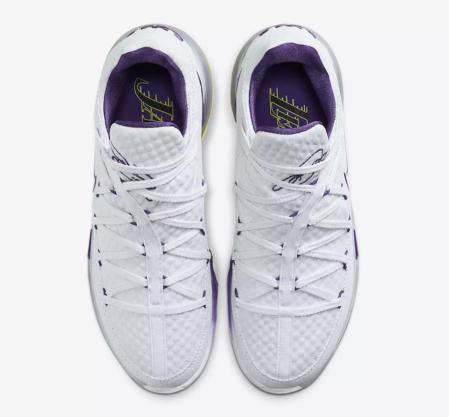 Nike LeBron 17 Low Lakers היים CD5007-102 מעלדונג טאָג פּרייַז