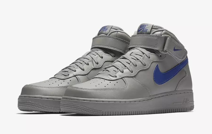 Nike Air Force 1 Mid Dust Grey Королевский синий