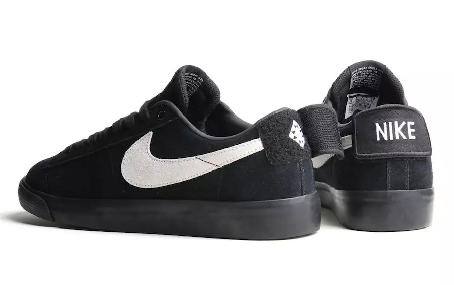 Nike SB Blazer Low GT í svörtu kemur með færanlegum velcro plástra